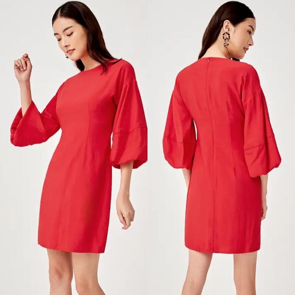 NWT Love Bonito Kaylee Red Balloon Sleeve Dress